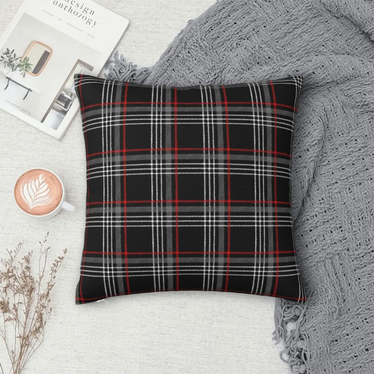 GTI Tartan Square Pillowcase Polyester Pillow Cover Velvet Cushion Decor Comfort Throw Pillow For Home Bedroom