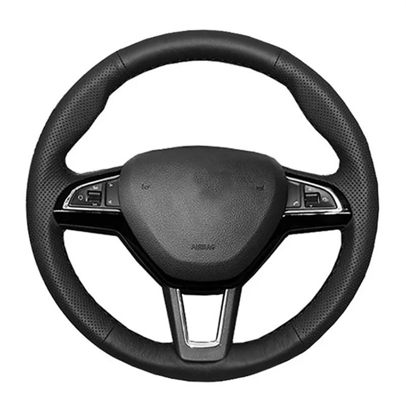 Customized Original Car Steering Wheel Cover For Skoda Octavia Fabia Rapid Spaceback Superb (3-Spoke) Leather For Steering Wheel