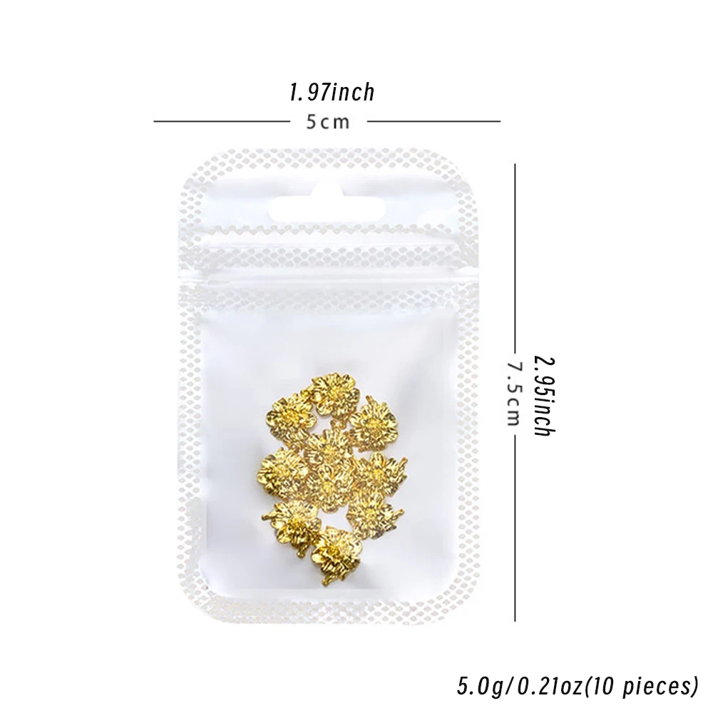 10 قطعة معدنية الأزهار مسمار الفن السحر الذهب الزهور وأوراق زينة الأظافر DIY بها بنفسك مانيكير حفلات الزفاف مسمار الملحقات * #6