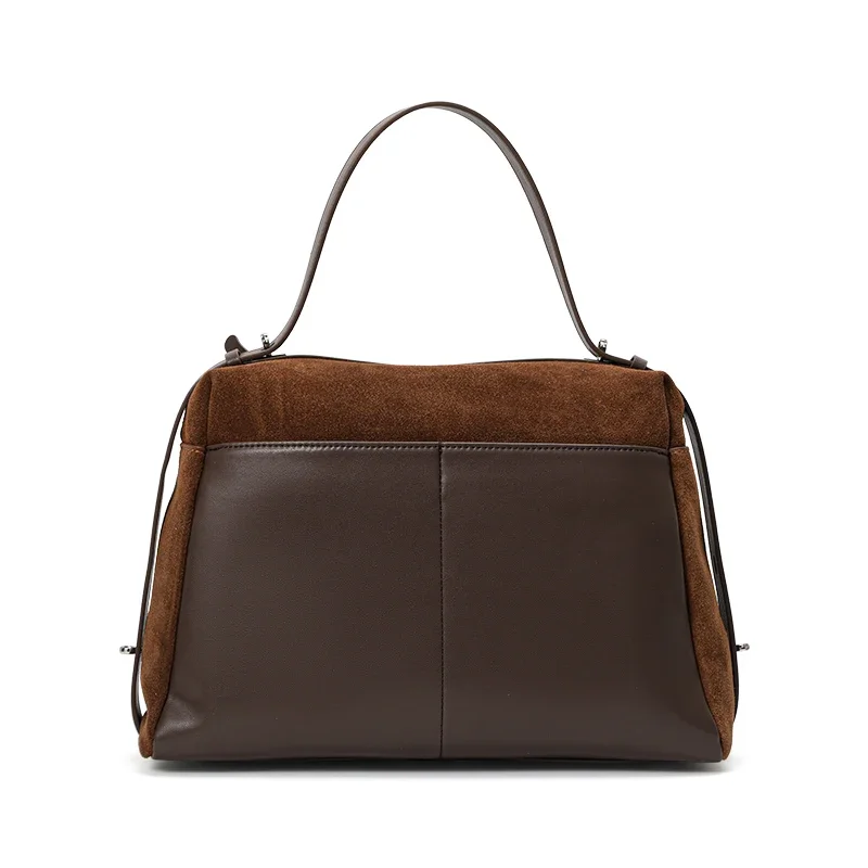 Aidrani Brown Split Leather Tote Bag – Women’s Soft Cowhide Handbag with Zipper & Interior Pocket, Perfect for Daily Use