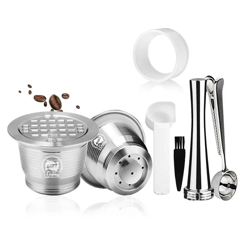 

iCafilas Reusable Coffee Capsule Stainless Steel Coffee Grinder Pods Cup Refillable For Maker Filter Machine Nespresso