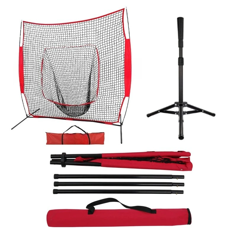 

Baseball Strike Net Set Ball Net T Block 7x7 Training Kit Portable Indoor Outdoor Softball Pitching Practice Net