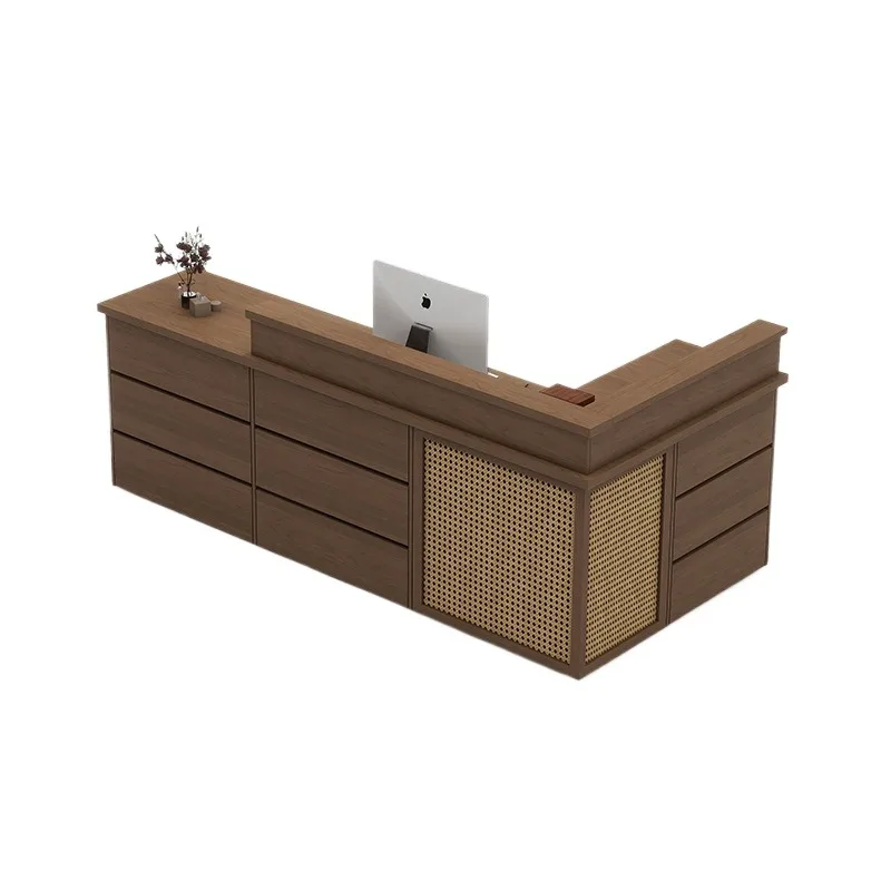 Small simple rattan checkout page front desk beauty salon clothing store bar table