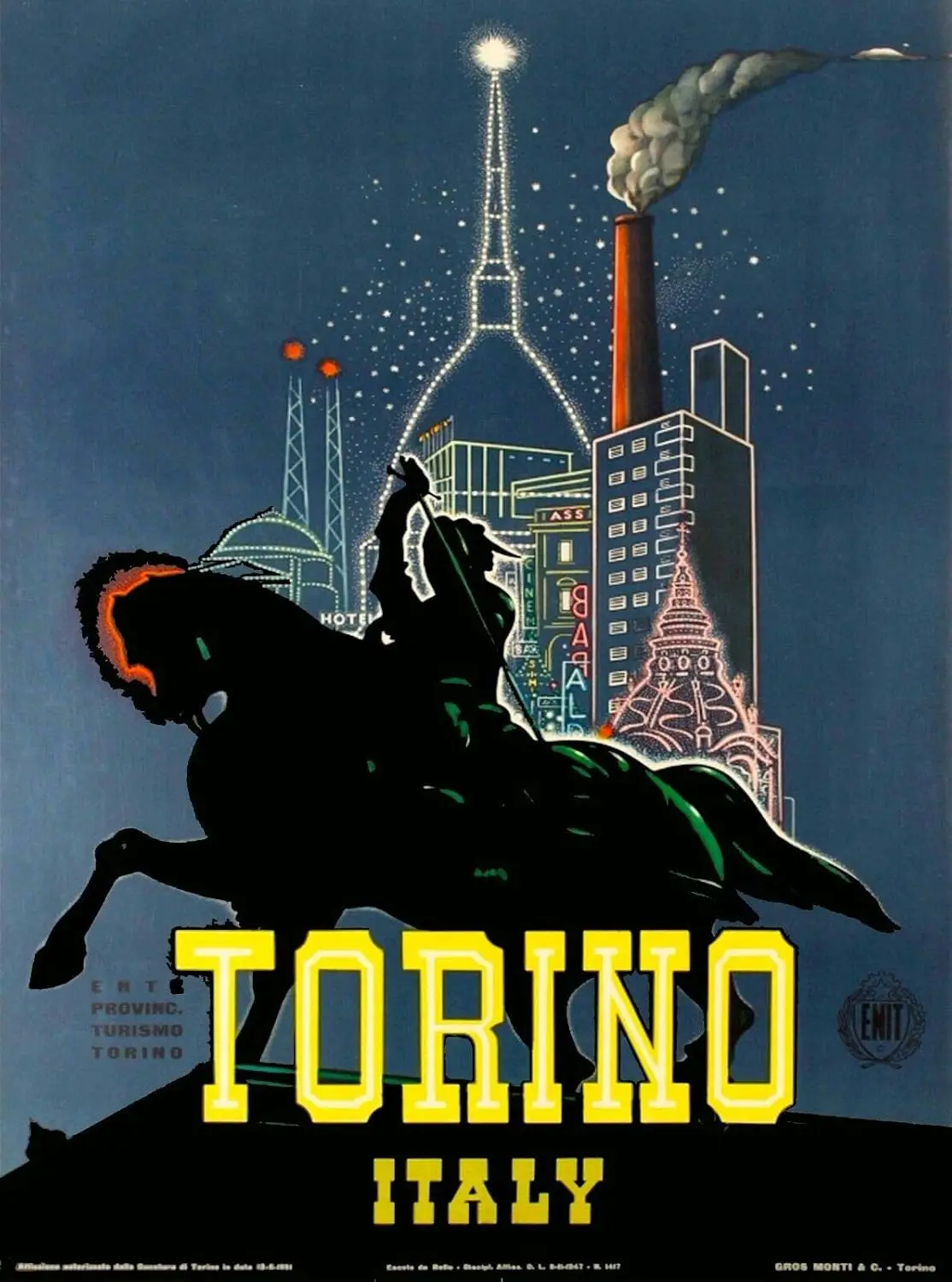 TYmall Metal Sign Wall Plaque 8X12 Inch Sign Torino Italy Night Vintage Travel Advertisement Art Retro Decor House Home Met sign