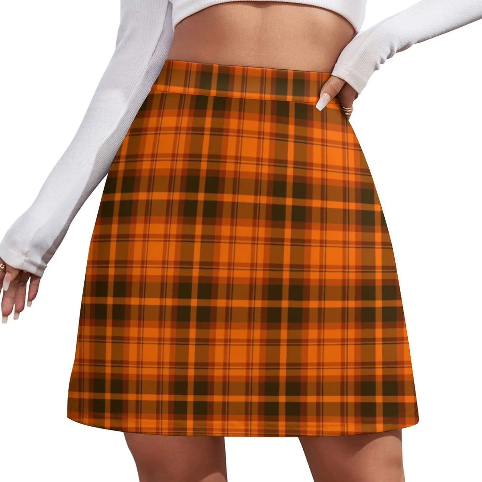 

Orange Tartan Plaid Pattern Mini Skirt clothes for woman Woman skirts korean skirt Female skirt