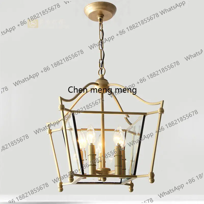 

D1089 Американская креативная люстра для ресторана, ретро-золотая квадратная лампа для кабинета, простая стеклянная люстра для спальни, для прихожей