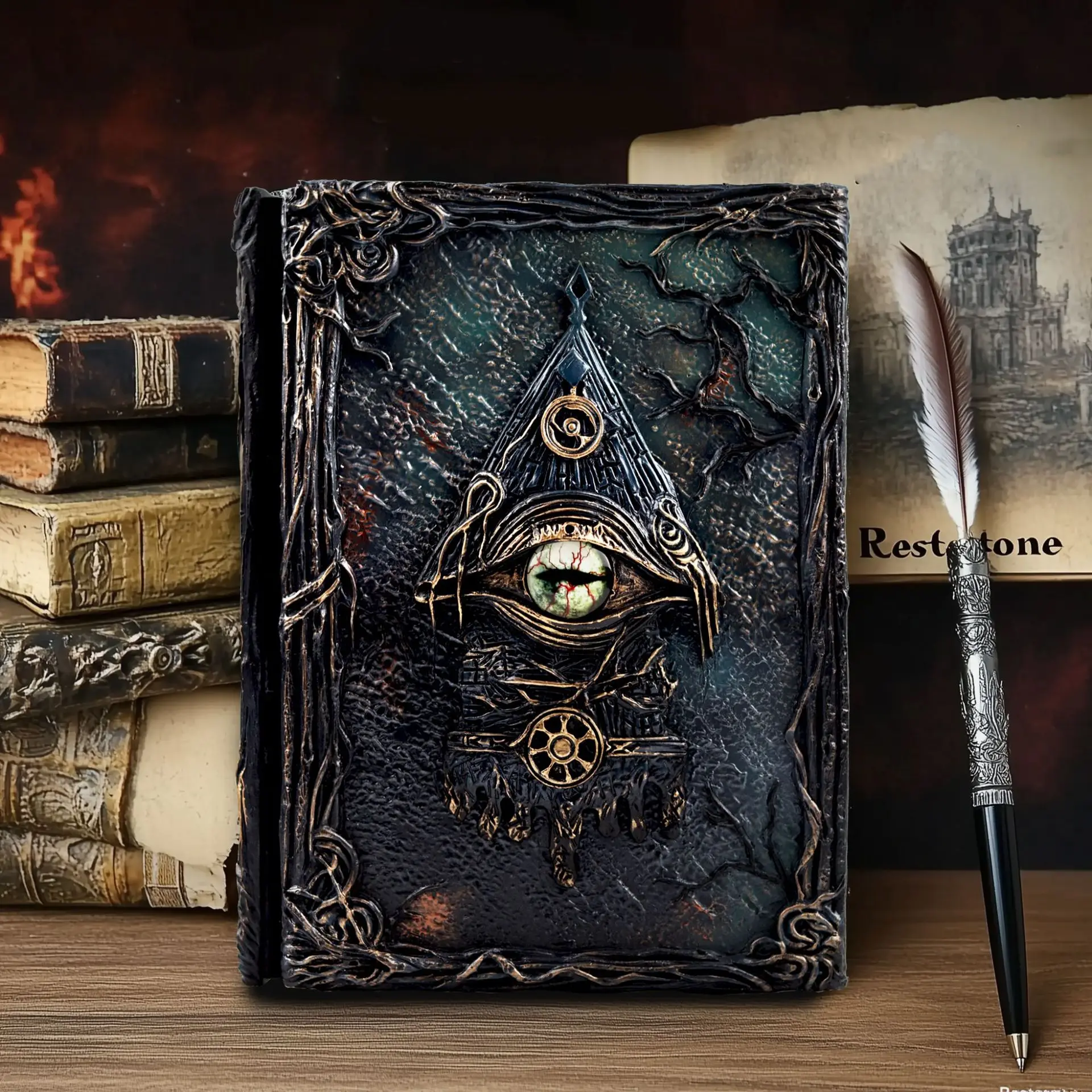 Vintage Cthulhu Journal Notebook 3D Embossed Magic Diary for Writing Sketching Gift