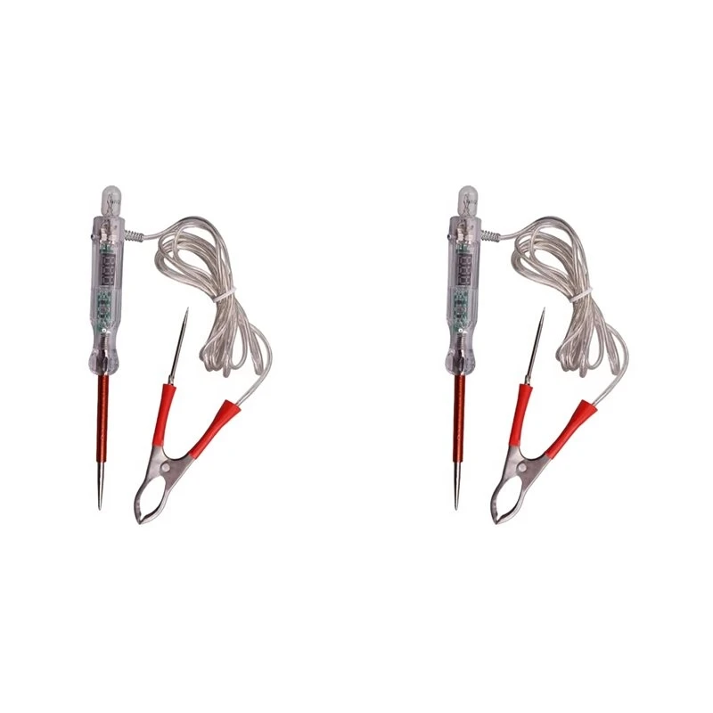 2X Car Truck Voltage Circuit Tester Digital Display Long Probe Test Pen Light Bulb Automotive Repair Diagnostic Tools
