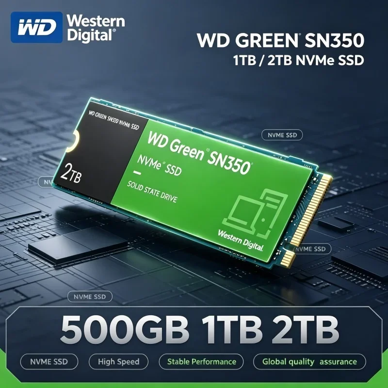 

Western Digital WD Green SN350 M.2 2280 1T 2TB 500GB NVMe SSD PCIe 3.0 Up to3200MB/s Drives for Laptop Mini PC Notebook Computer