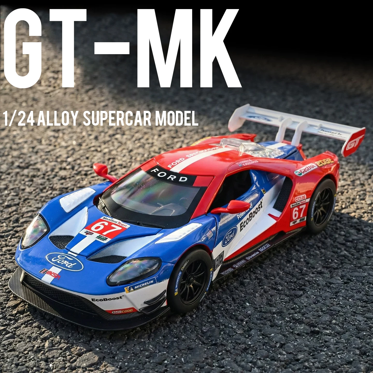 1:24 Scale GT-MK Sports Car Miniature Diecast Toy Alloy Models Doors Opened Rubber Tires Pull Back Vehices Bedroom Decorations