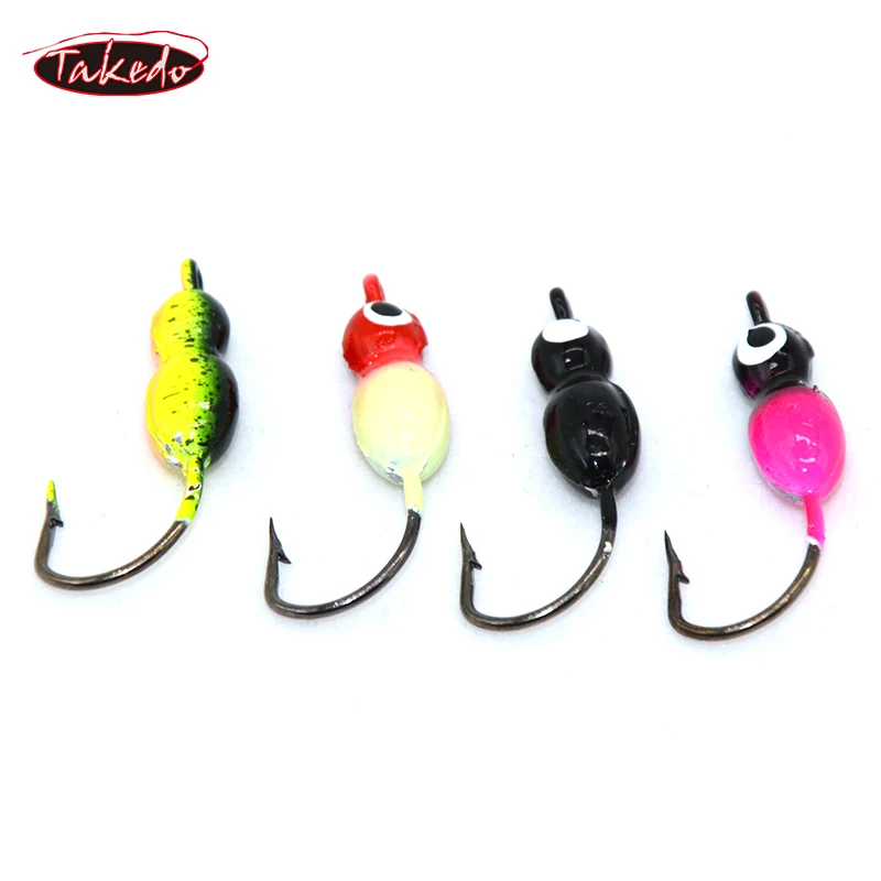 TAKEDO-Luminous Ice Fishing Lure, Artificial Bait, Mini Jigging Lure for Trout Bass, Winter, 4Pcs, SP18