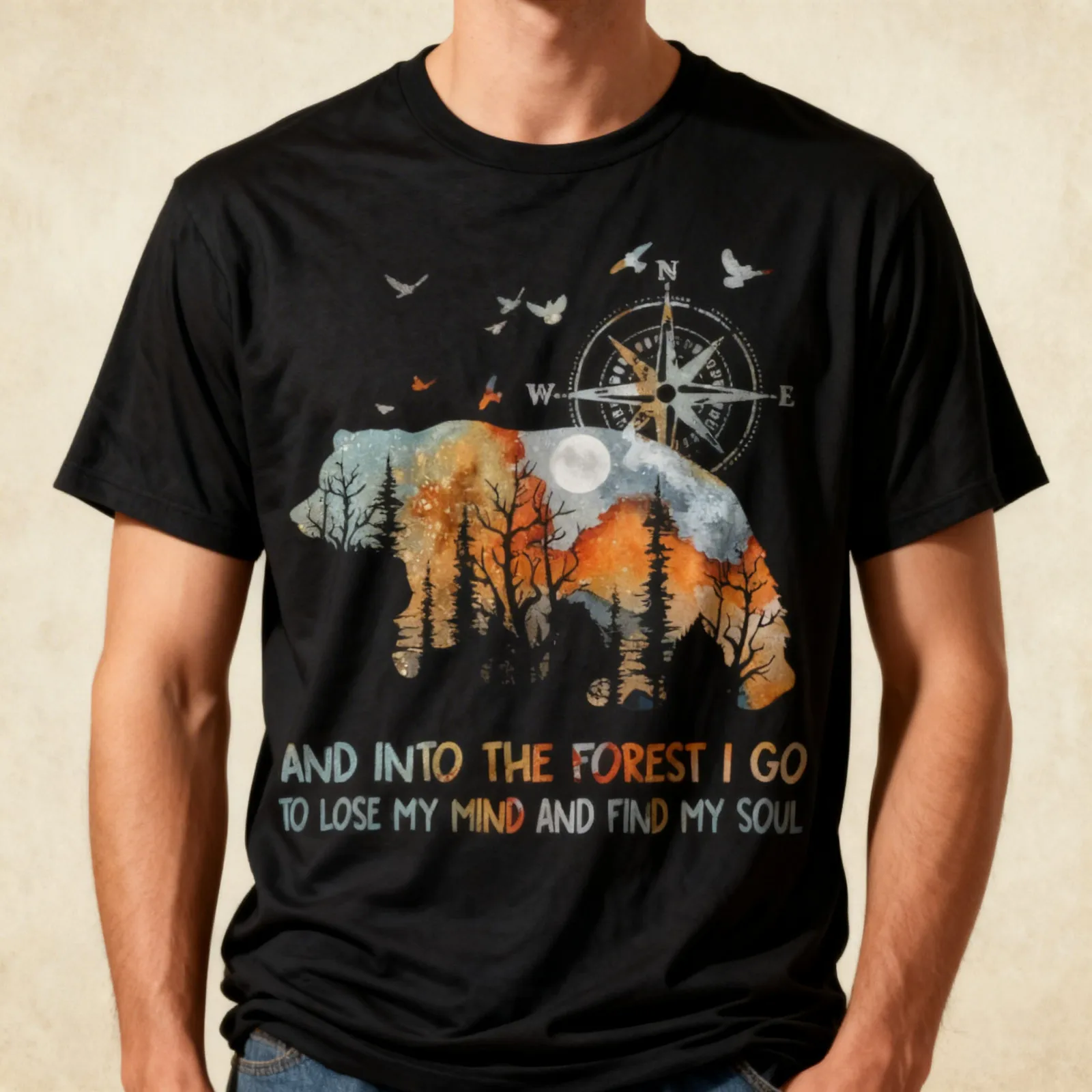 And Into The Forest I Go To Lose My Mind Camping Bear T-Shirt