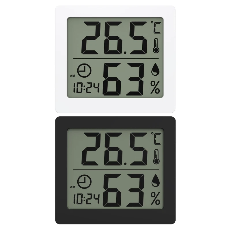 Kids Room Decor Digital Thermometer Hygrometer Clock Temperature Humidity Meter