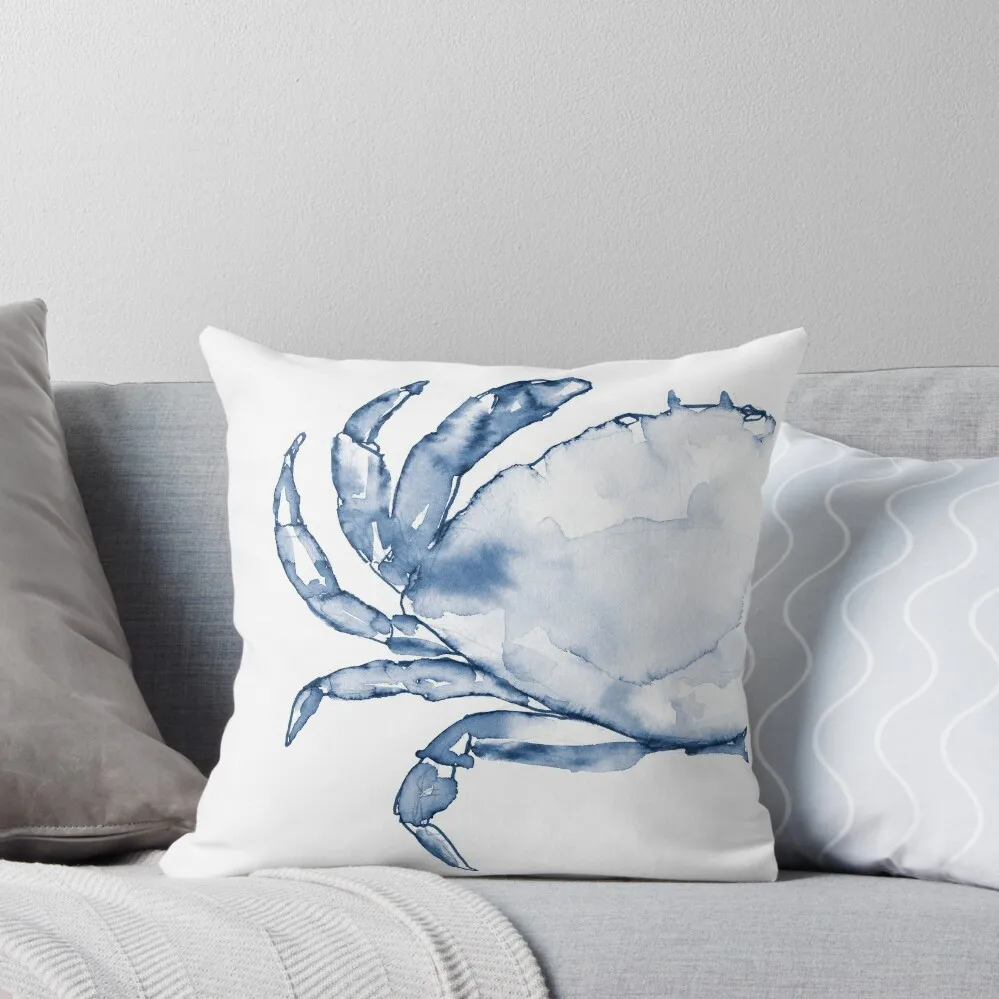 

Coastal Crab in Watercolor, Navy Blue (Left Half in Set) Throw Pillow autumn decoration Pillow Case Christmas pillow