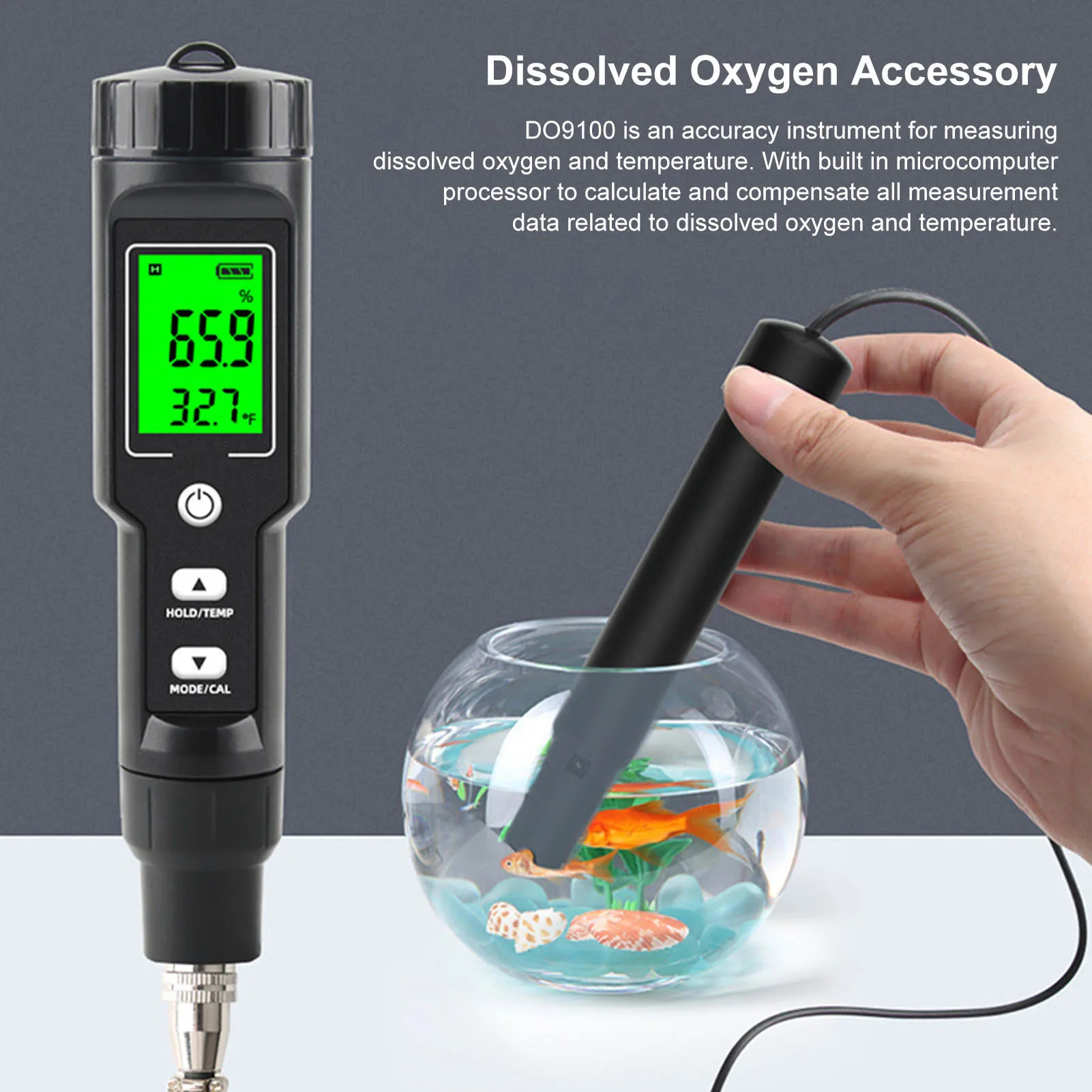

Dissolved Oxygen Tester DO9100 Portable Digital Dissolved Oxygen Meter with Temperature Detector for Aquarium Swimming Pool