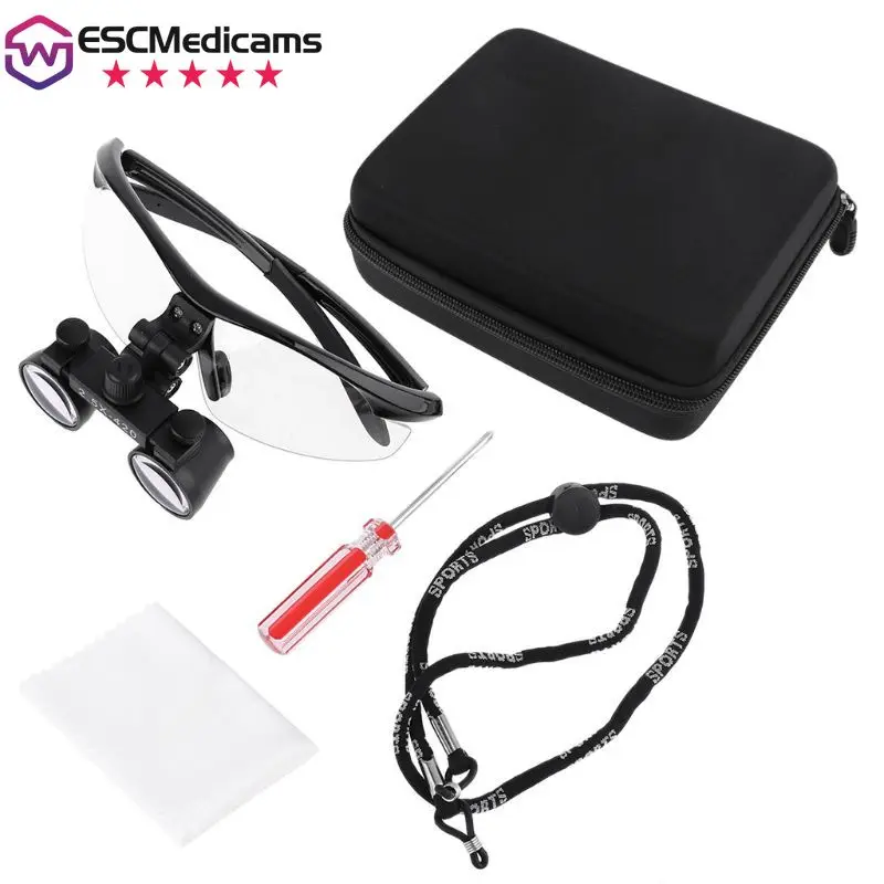 Surgical Magnifier Loupe Binocular Magnifier Loupes with Eyeglasses Goggles/Clip Metal Frame with Storage Pouch Gift Supplies