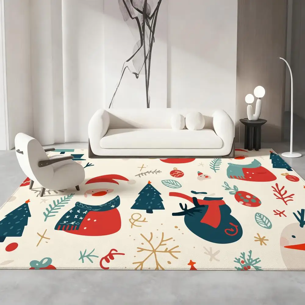 クリスマス柄デザインフロアマットフランネルラグソフト冬の暖かさフロアマット厚みのある滑り止めリビングルームホームドアマット用