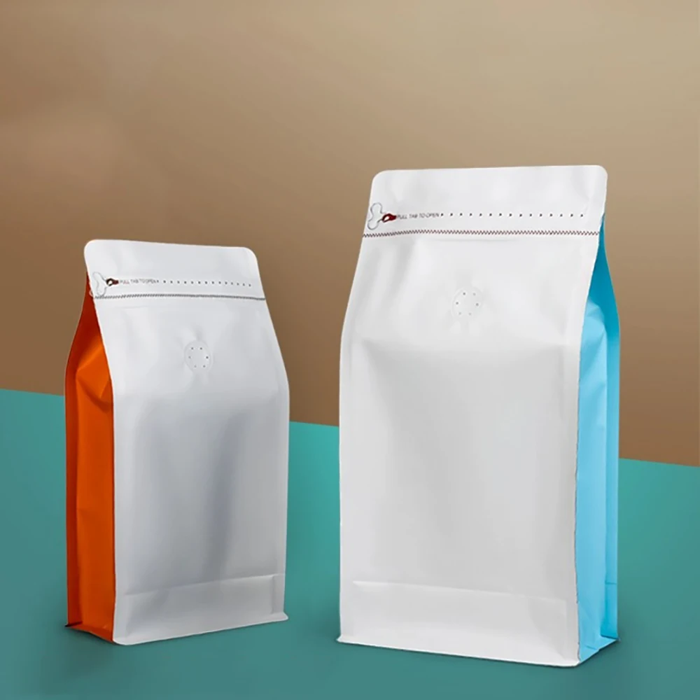 100PCS Aluminum Foil 16OZ 500g Coffee Bean Powder Packaging Bag with Valve Flat Bottom Tea Chocolate Powder Storage Pouches
