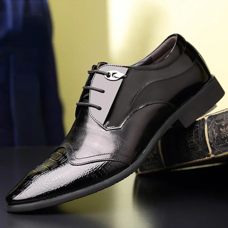 2026 New Oxford Shoes for Men Luxury Crocodile Men Dress Shoes High Quality Patent Leather Party Shoe Business Men Casual Shoes