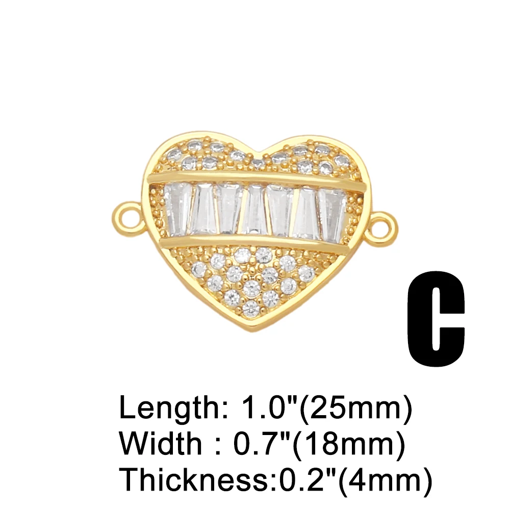 OCESRIO Trendy CZ Heart Charms for Bracelet Necklace Copper Gold Plated Tree of Life Jewelry Making Supplies Wholesale chma192