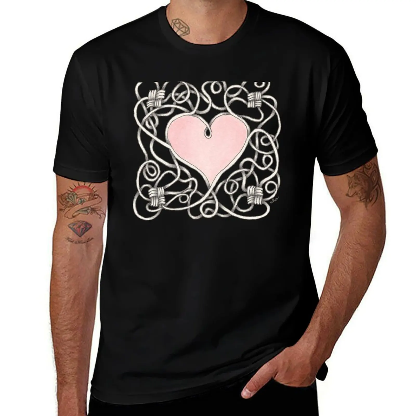 Heart Tied Up in Knots T-Shirt Vintage Print Crew Neck Tee