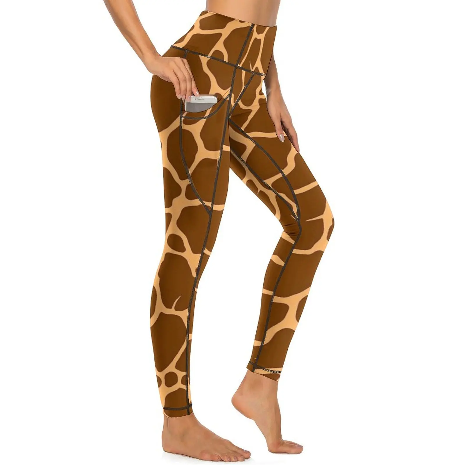 Giraffe Print Leggings Sexy Brown Animal Skin High Waist Yoga Pants Funny Stretch Leggins Female Design Workout Sports Tights