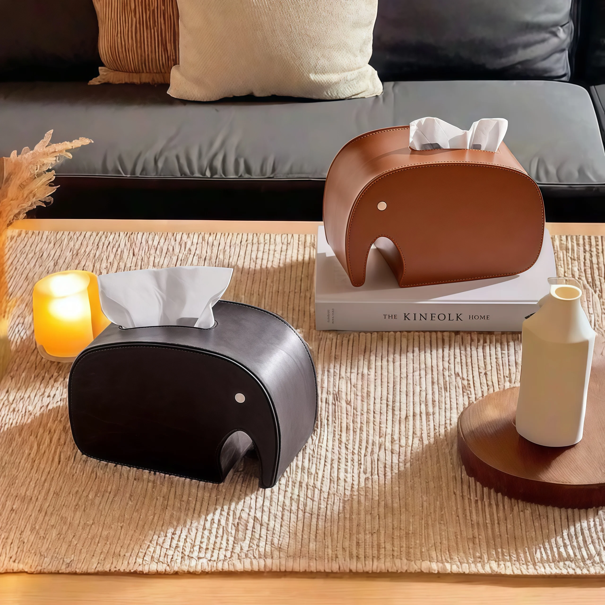 

Симпатичная кожаная коробка для салфеток со слоном неправильной формы, украшение для столешницы Bos, украшения для журнального столика, обеденного стола