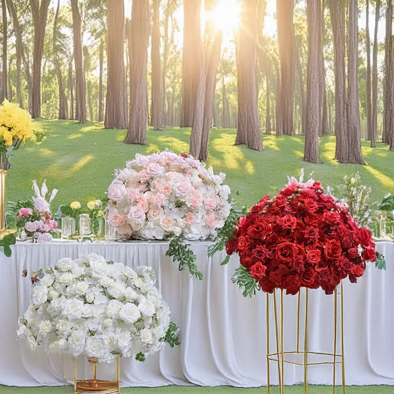 

Elegant Hydrangea Rose Flower Balls Creative Exhibition Hall Displays Excellent Decor for Wedding Tables and Stages