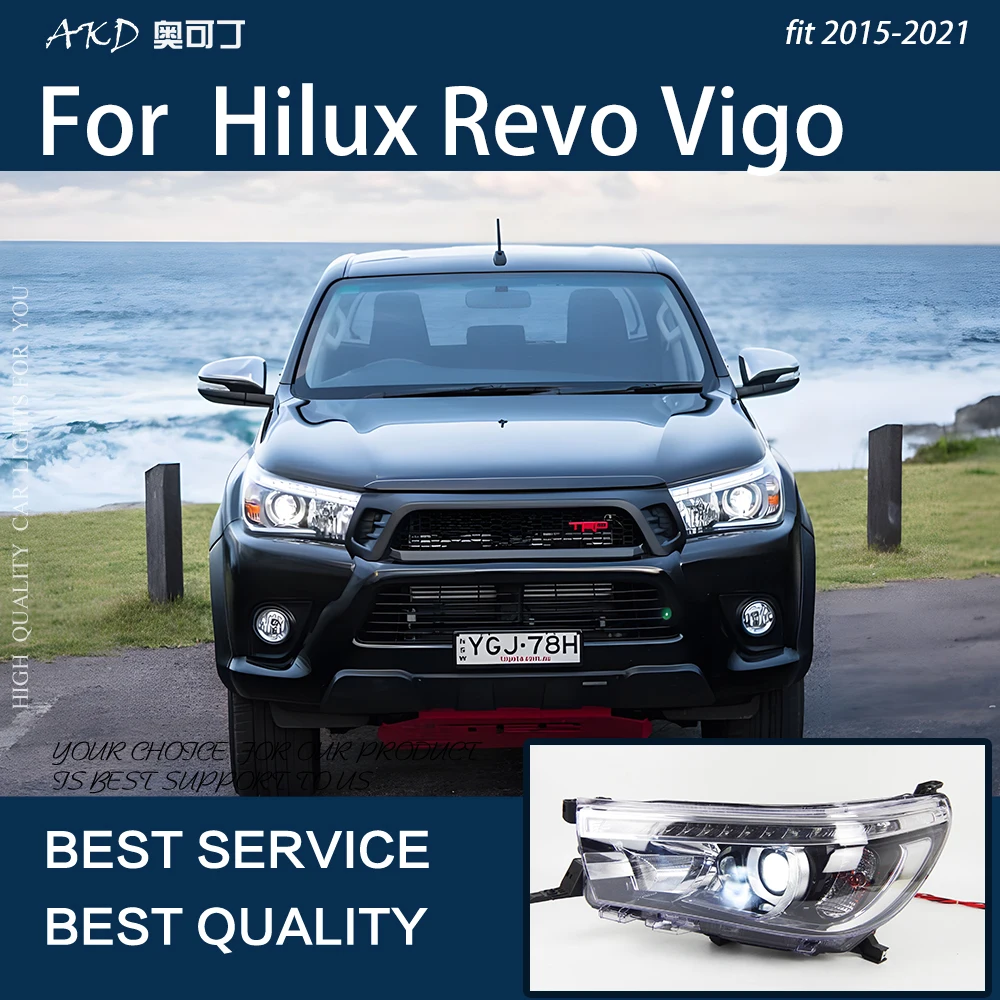 Car Lights For Hilux Revo Rocco Vigo 2015-2021 LED Auto Headlight Assembly Upgrade High Configure Angel Eyes Design Accessories