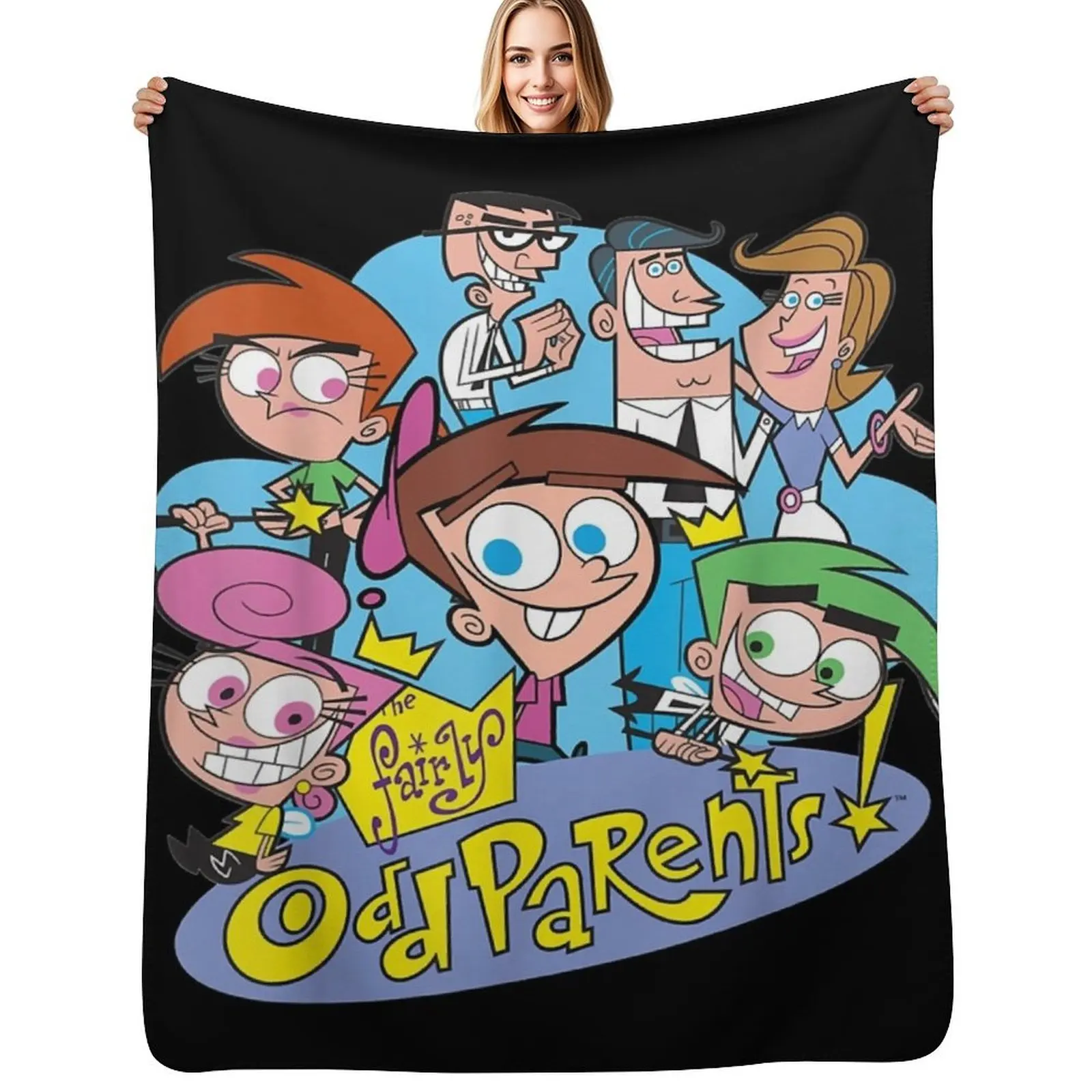 

Retro Vintage Nickelodeon The Fairly Oddparents Cast Christmas Throw Blanket Cozy Home Blanket Gift for Christmas Holiday