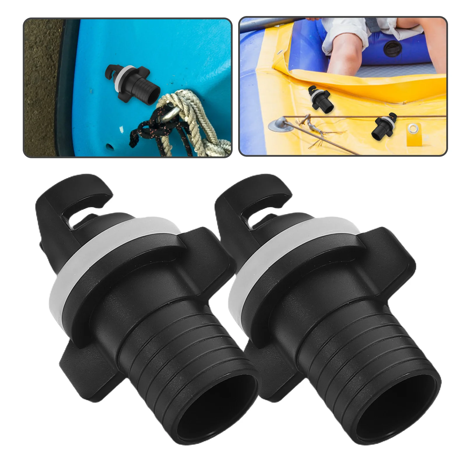 

2Pcs Inflatable Boat Valve Stem Adapter for Kayak Sup Pump Air Connector Hose Cap Plug Secure Fit Outdoor Water Sports
