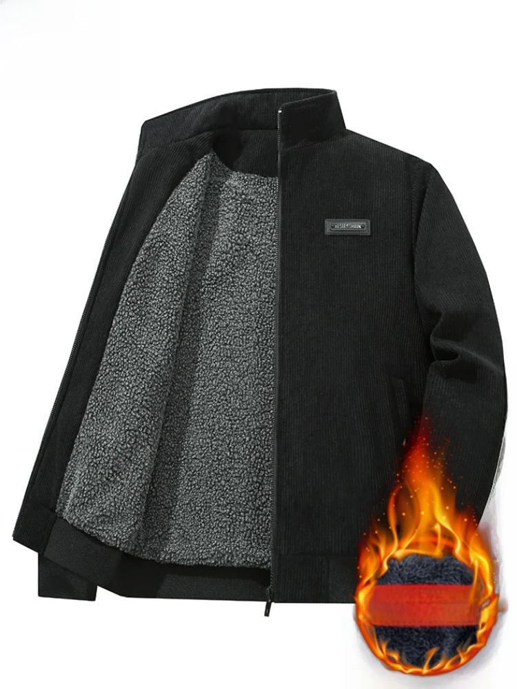 

Paul Men's Spring Autumn Corduroy Jaet Thiened Casual Spor Stand Collar Warm Fce Lined Outerwear Stand Fit Commut...