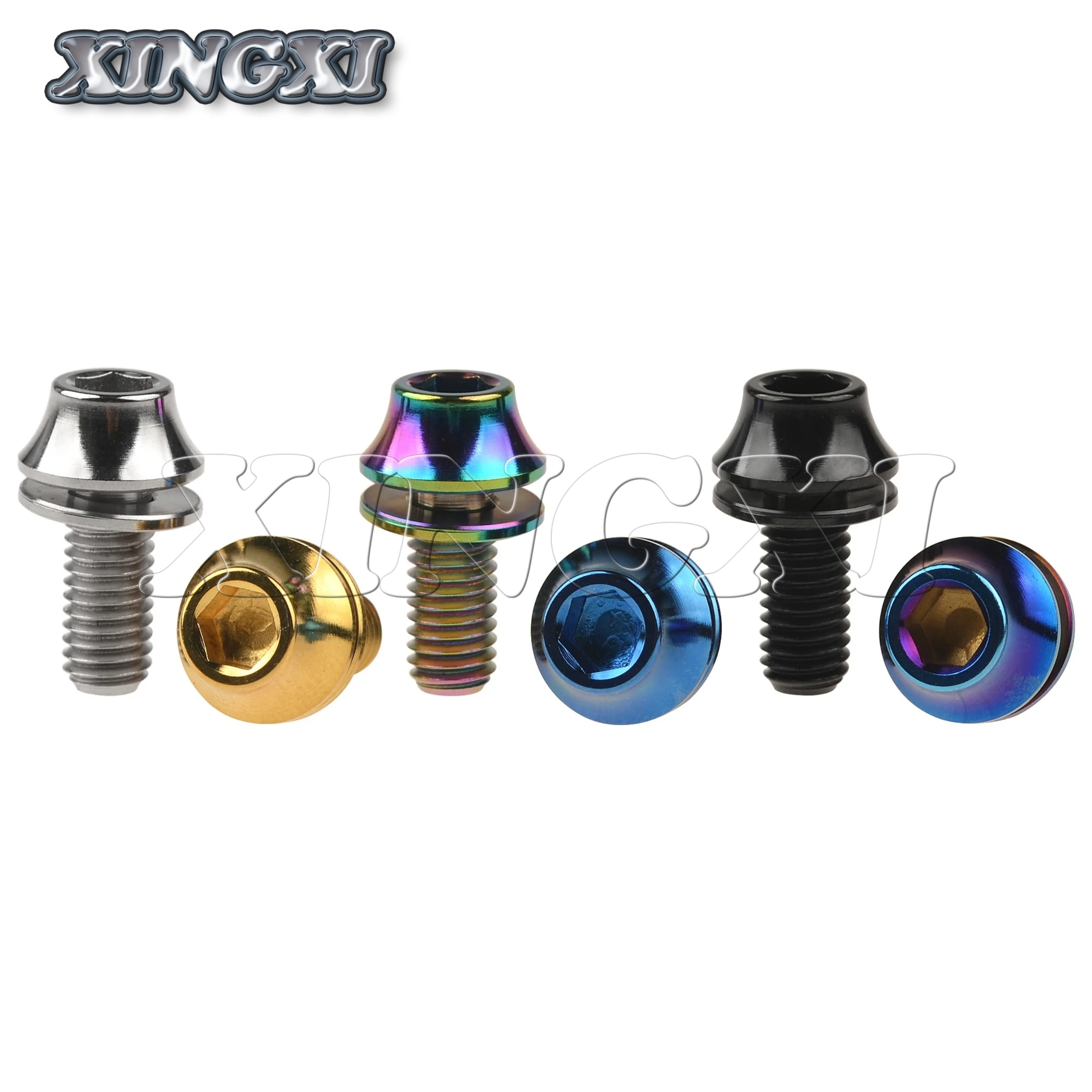 Xingxi M5x12mm Ti Alloy Bolts Titanium Screw with Washers for Bicycle Water Bottle Cage Hex Bolts Water Bottle Holder Cone Screw