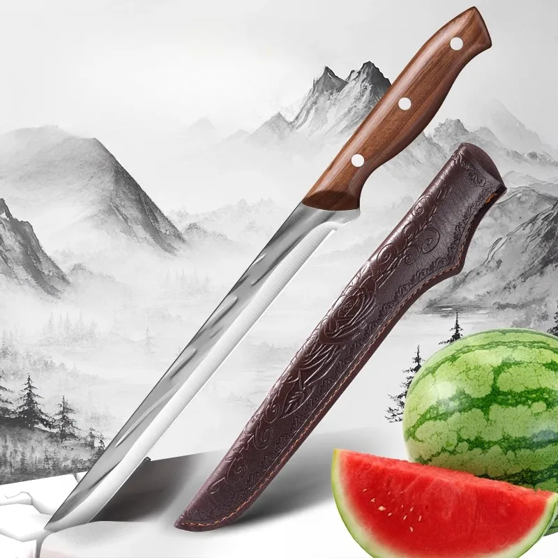 Forged watermelon knife, extended fruit knife, household melon and fruit knife, ham knife, kitchen knife