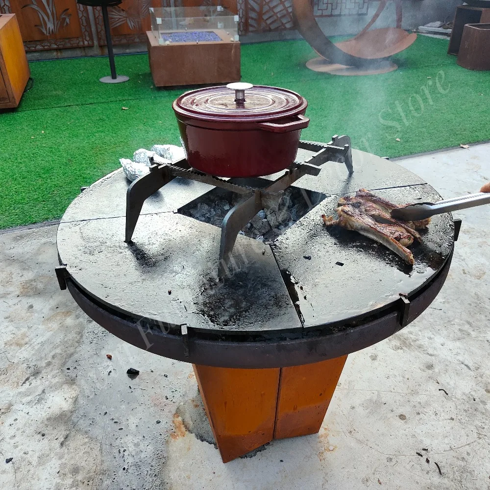 Modern Charcoal BBQ Grill Corten Steel Fire Pit for Outdoor Use