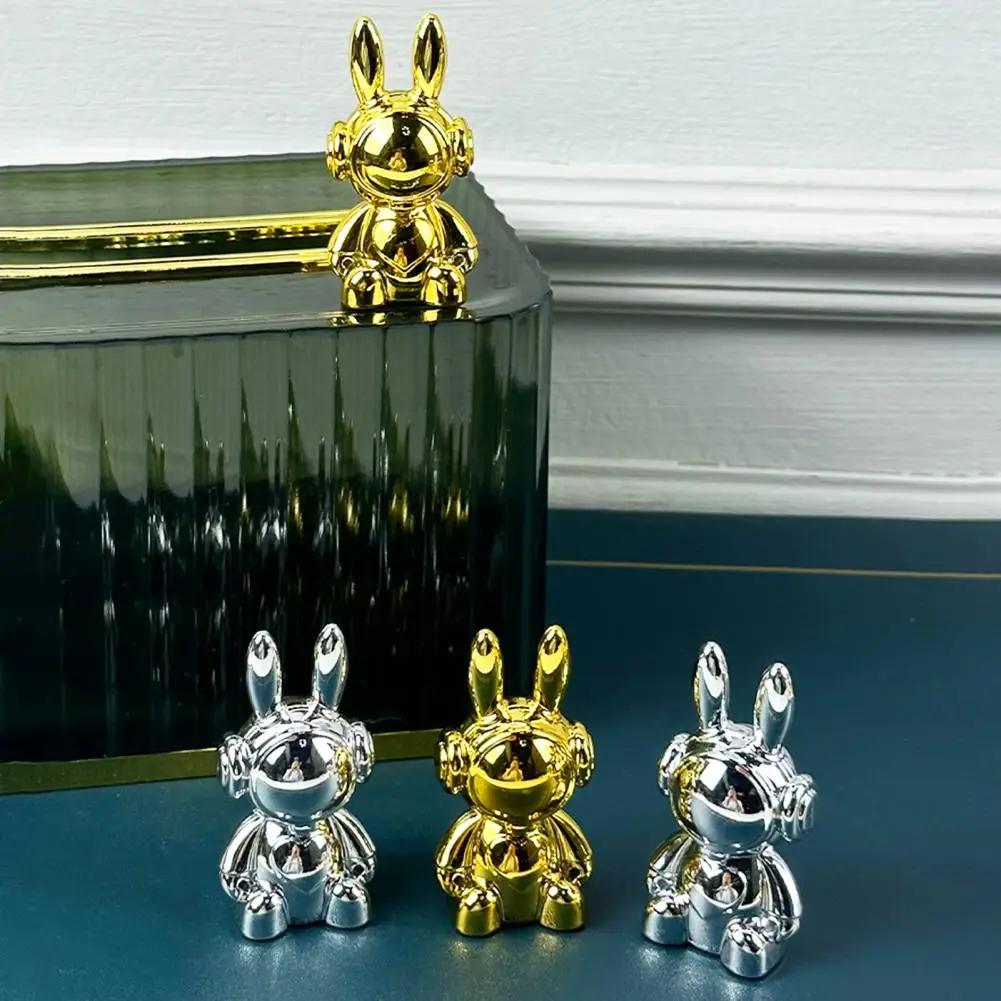 2 Pcs Rabbit Ornaments Sitting Bunny Statues with Adhesive Tabletop Decor Rabbit Figurines for Home Desk Cabinet Car