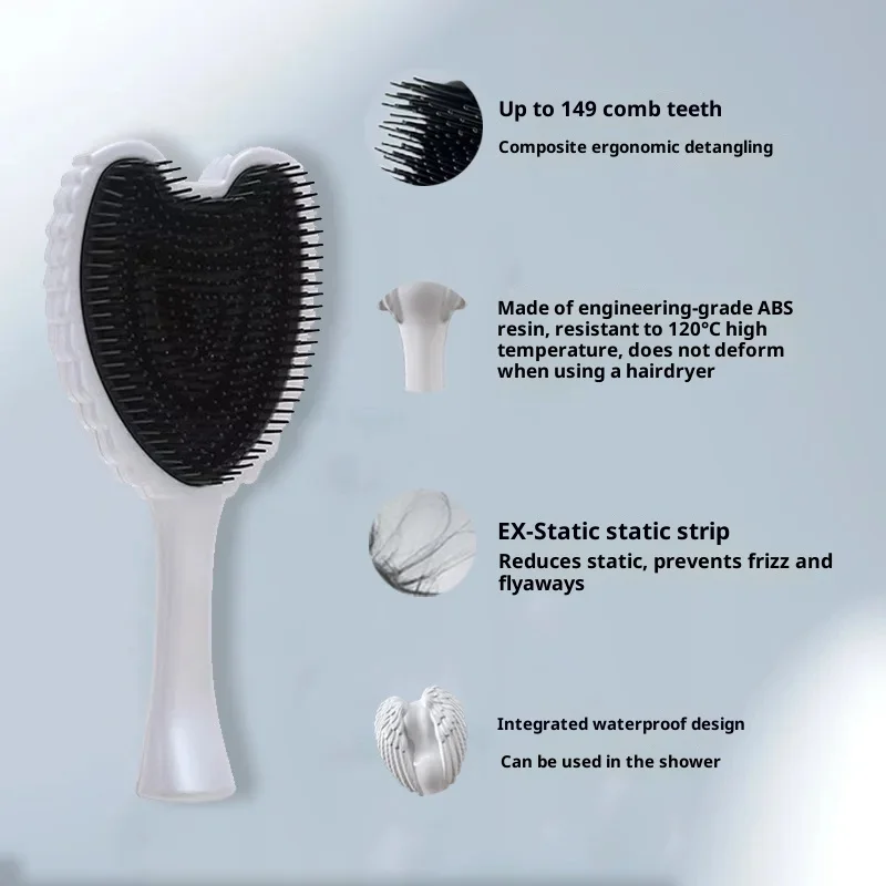 Professionelle Mini-Tangle-Angel-Haarbürste, antistatische Haarbürste, Entwirrungsbürste mit Luftkissen für Salon-Friseurwerkzeuge – Detail 3