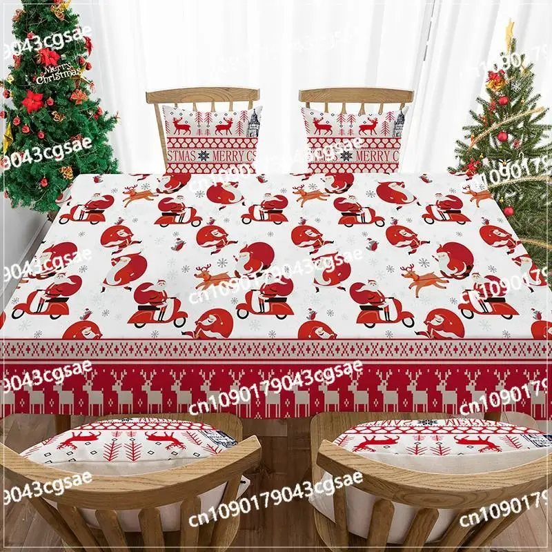 

High-end Christmas Tablecloth 2023 New Product Dining Table Tablecloth Red Rectangular Waterproof and Anti-scalding Cotton