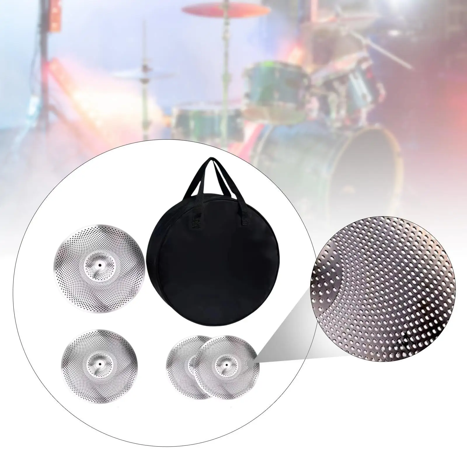 

4Pcs Low Volume Cymbals Pack 14" 16" 20" for Drummer Practicing Music Room