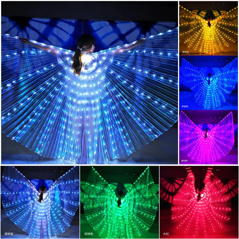 LED Dance Fairy Wings Colorful Butterfly Belly Dancing Costume Easter Christmas Halloween Oriental Belly Dance Wings Lights Lamp