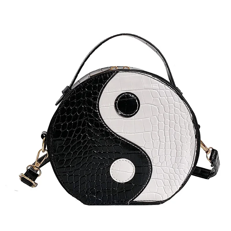 

Fashion Round Bags for Women Chinese Style Handbag Yin Yang Bag Fashion Contrast Color Messenger Bag Chic Small Crossbody Bags