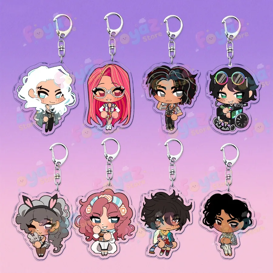 Cute Game Date Everything Keychains for Accessories Eddie Betty Mateo Jewelry Keyrings Chibi Cartoon Charm Friends Gifts