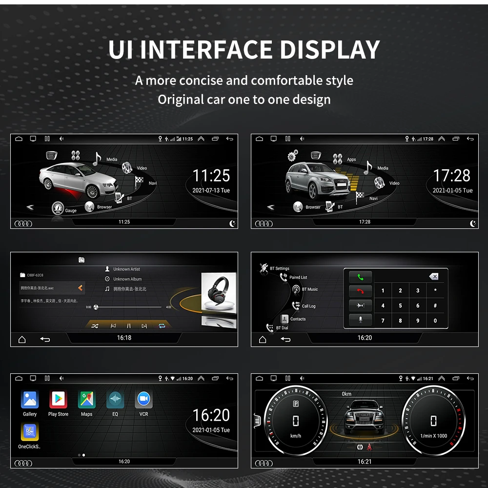 Autoradio Android 13, Navigation GPS, BT, Lecteur Vidéo, Stéréo, RHD, Limitation, pour Voiture Audi Horizon A7, C7, RS6, RS7, Dock 2012 - 2018