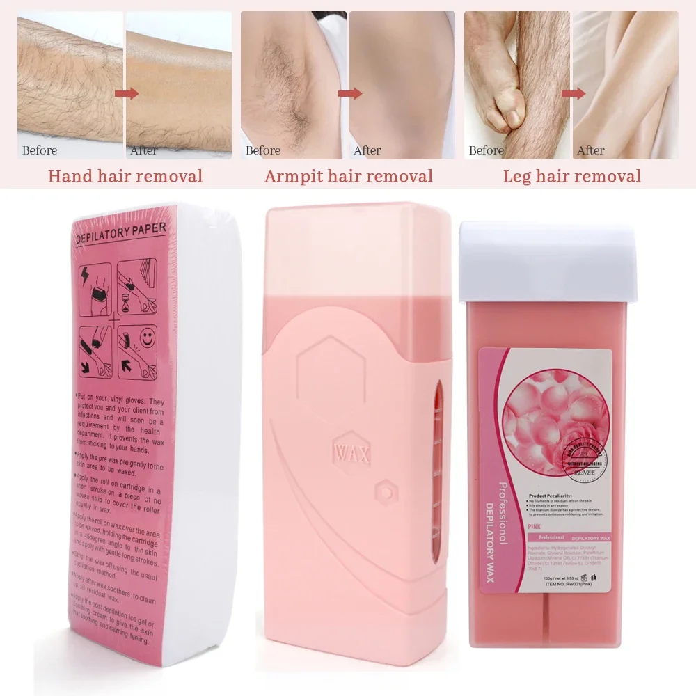 40W Roll On Depilatory Wax Heater Machine Portable Wax Cartridge Hair Removal Cream Heating Device Home Epilator Waxing Warmer