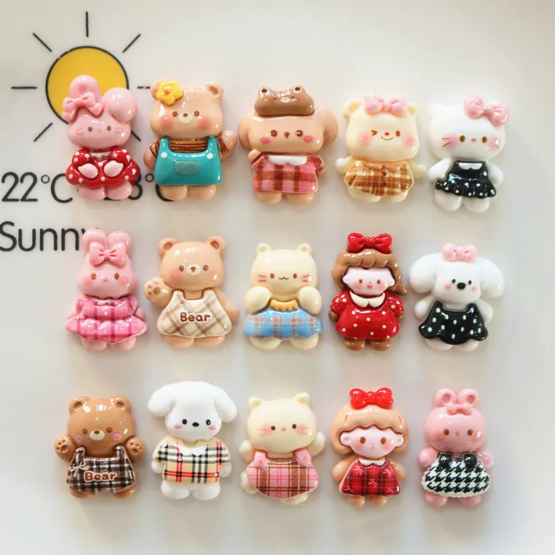 100 قطعة Kawaii الراتنج فلاتباك الكرتون الأرنب الدب DIY بها بنفسك ل جراب هاتف دبوس الشعر المفاتيح سجل القصاصات اكسسوارات مصغرة الحرفية #1