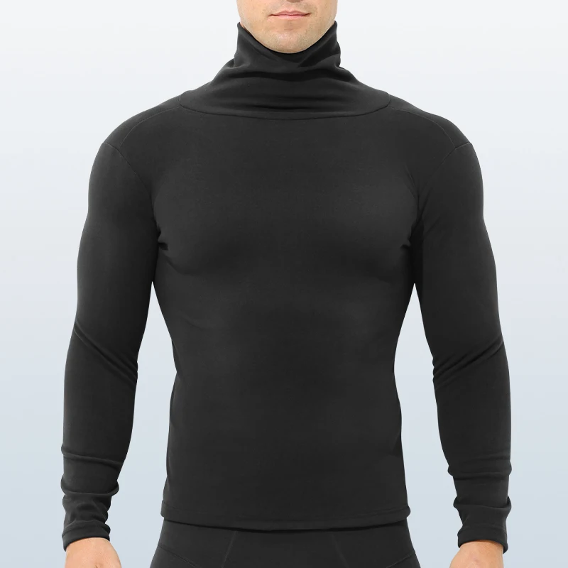 

Add fleece thick autumn coat men's high collar warm winter underwear base shirt slim body to wear long sleeve single top