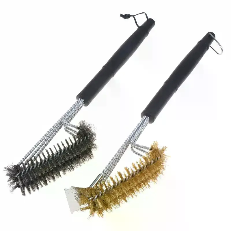 BBQ Grill Cleaning Brush Long Non-slip Handle Rust Resistant Metal Scraper for All Type Barbecue Grills Easy Cleaning