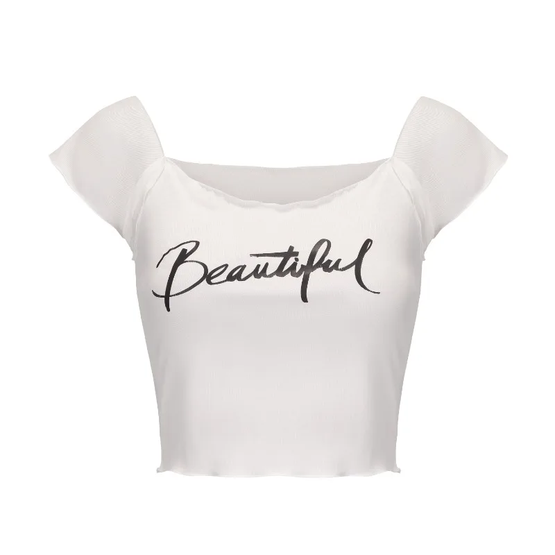 Dostosowany krótki T-shirt z krawędzią liścia lotosu Lyocell kostiumy do tańca brzucha strój do ćwiczeń Top joga Pilates kobiety