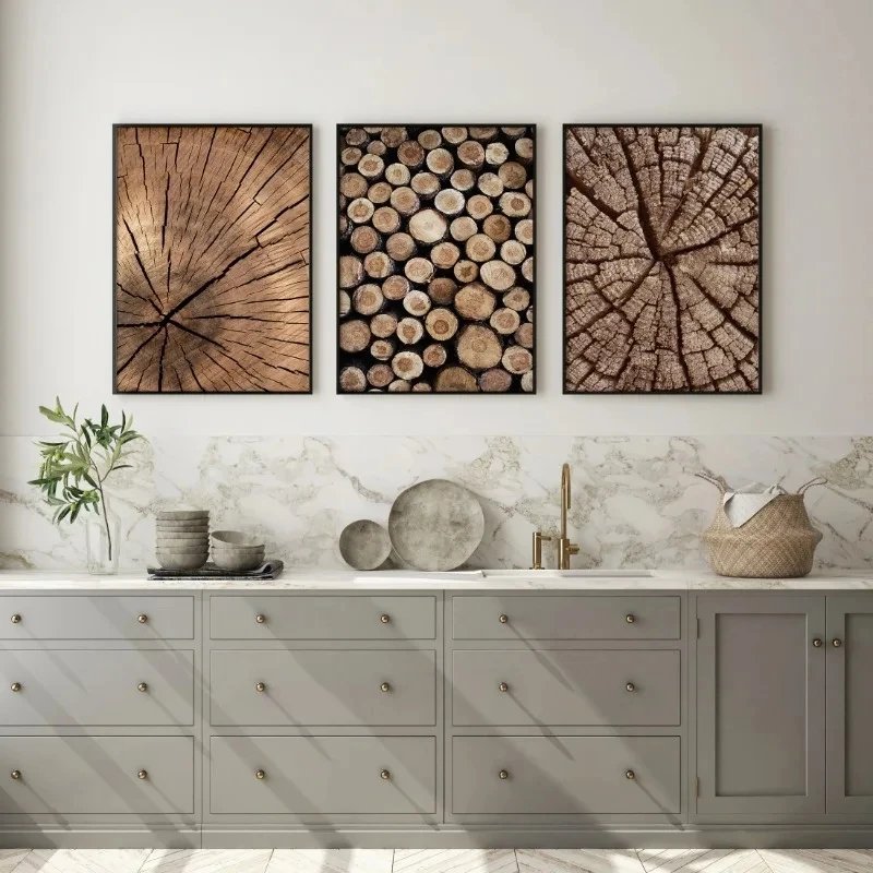 1pc frameless Canvas painting Abstract Wood Log Tree Rings Posters Wood Grain Rings Tree Ring Radial Lines Farmhouse Canvas P