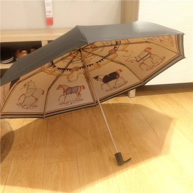 New Trend Sunscreen Umbrellas for Men and Women with Black Glue Three Fold Umbrella Windproof Gift H  Uv Umbrella